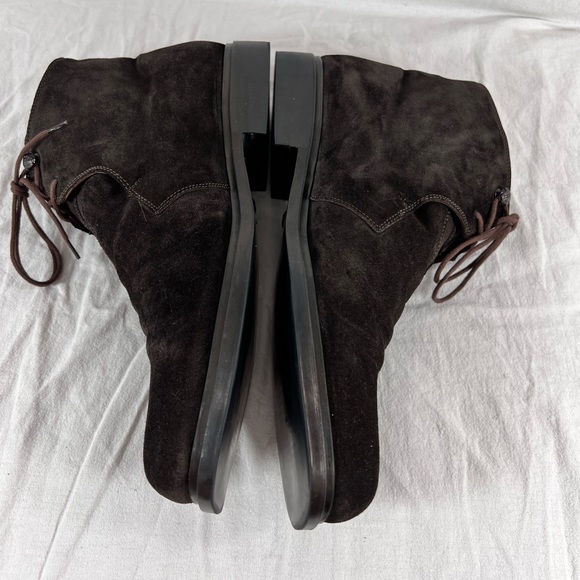 GIANNI VERSACE Authentic Brown Suede Leather Medusa Ankle Boots Size 8.5 US - Picture 5 of 12